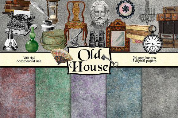Download Old House Digital Scrapbook Kit - Old house Collection
