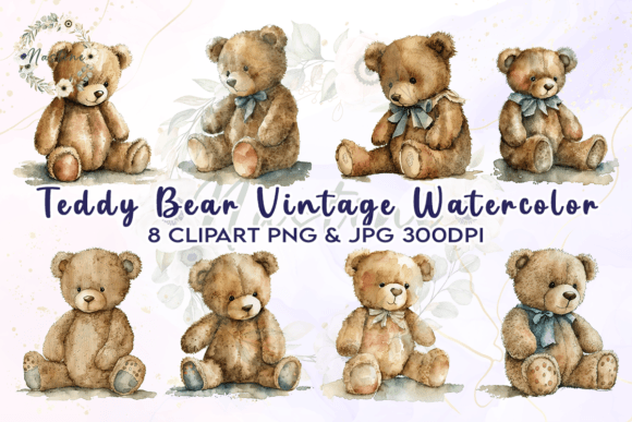 Download Teddy Bear Vintage Watercolor Clipart - Premium Resources