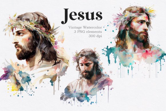 Download Jesus Christ Vintage Watercolor Clipart - Premium Resources